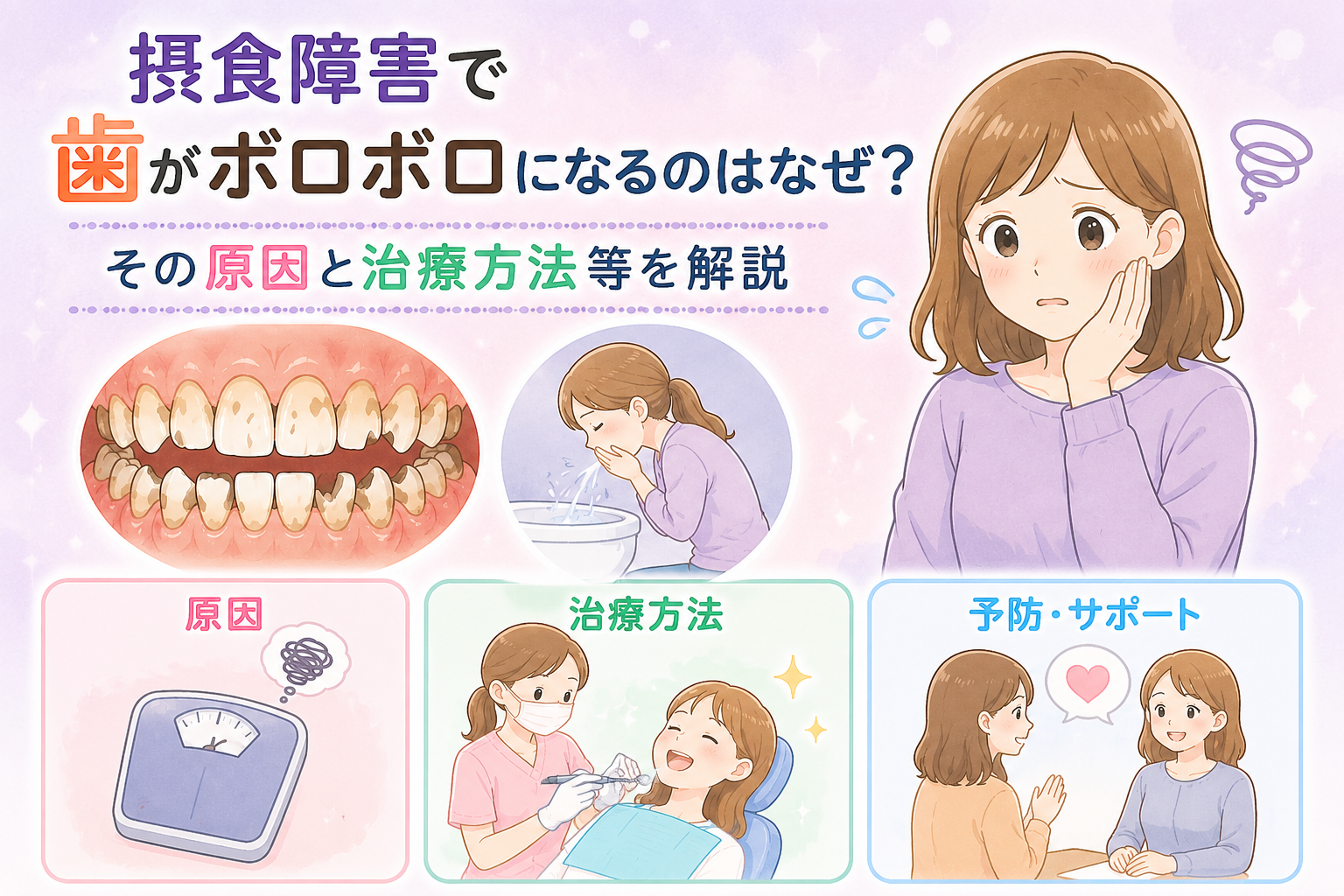 摂食障害で歯がボロボロになるのはなぜ？その原因と治療方法等を解説